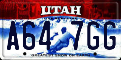 UT license plate A647GG