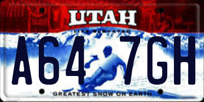 UT license plate A647GH