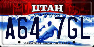 UT license plate A647GL