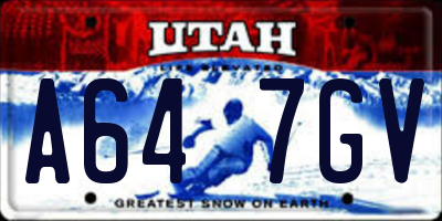 UT license plate A647GV