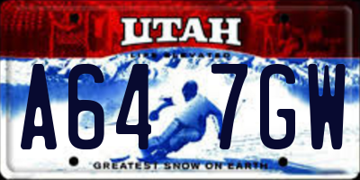 UT license plate A647GW
