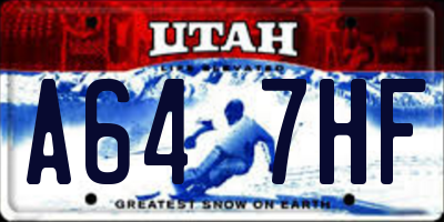 UT license plate A647HF
