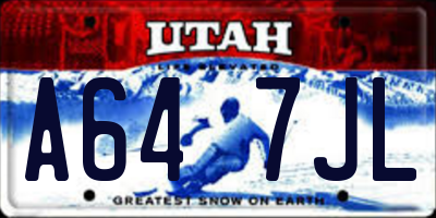 UT license plate A647JL