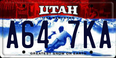 UT license plate A647KA