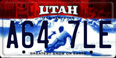 UT license plate A647LE