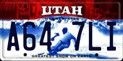 UT license plate A647LI