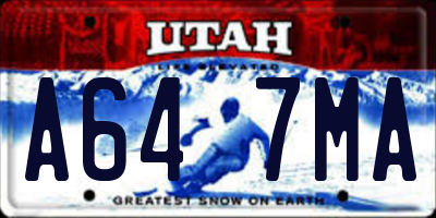 UT license plate A647MA