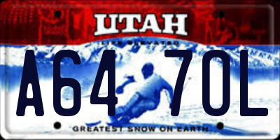 UT license plate A647OL