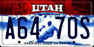UT license plate A647OS