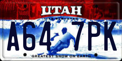 UT license plate A647PK