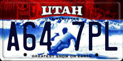 UT license plate A647PL