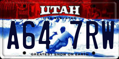 UT license plate A647RW