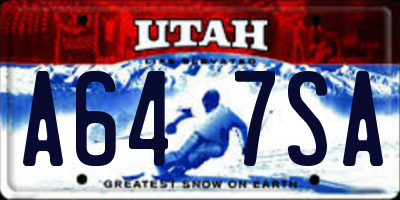 UT license plate A647SA