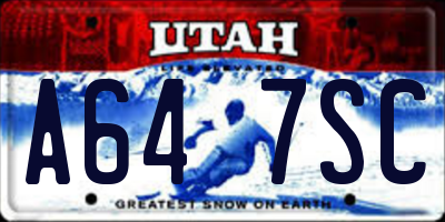 UT license plate A647SC