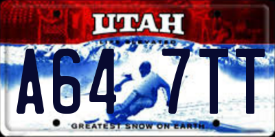 UT license plate A647TT