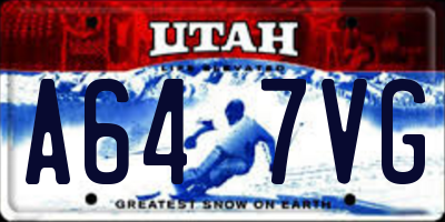UT license plate A647VG