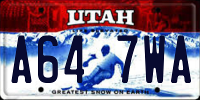 UT license plate A647WA