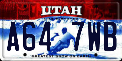 UT license plate A647WB
