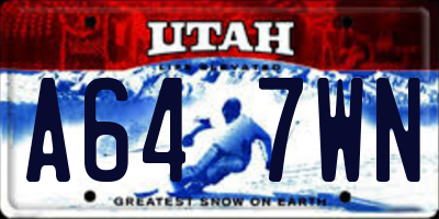 UT license plate A647WN