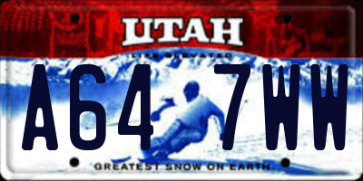 UT license plate A647WW