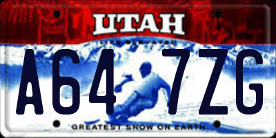 UT license plate A647ZG