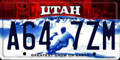 UT license plate A647ZM