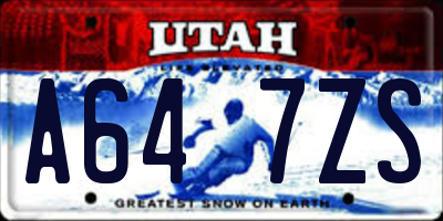 UT license plate A647ZS