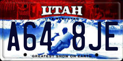 UT license plate A648JE