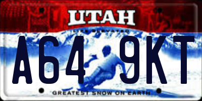 UT license plate A649KT
