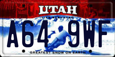 UT license plate A649WF