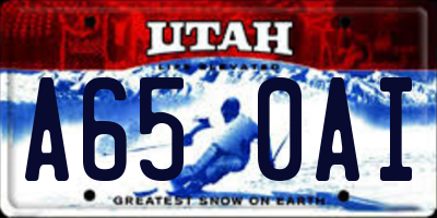 UT license plate A650AI