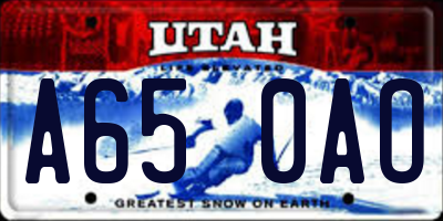 UT license plate A650AO