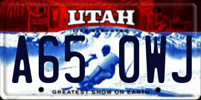 UT license plate A650WJ