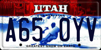 UT license plate A650YV