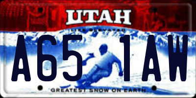 UT license plate A651AW