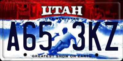 UT license plate A653KZ