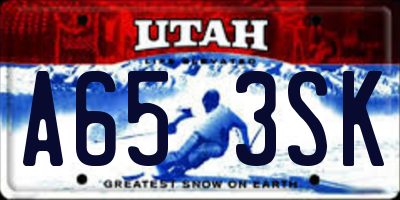 UT license plate A653SK