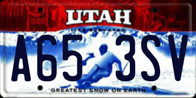 UT license plate A653SV