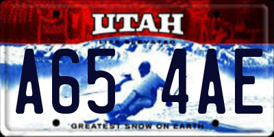 UT license plate A654AE