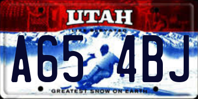 UT license plate A654BJ