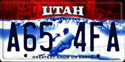 UT license plate A654FA