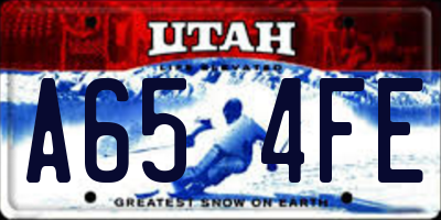 UT license plate A654FE