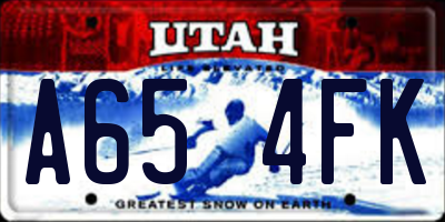 UT license plate A654FK