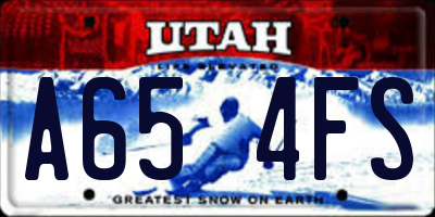 UT license plate A654FS