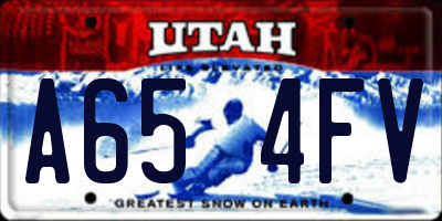 UT license plate A654FV