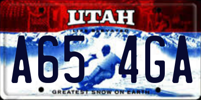 UT license plate A654GA