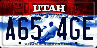 UT license plate A654GE
