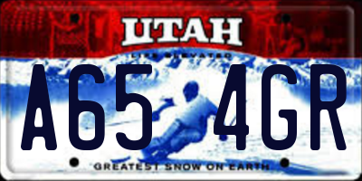UT license plate A654GR