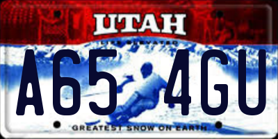 UT license plate A654GU