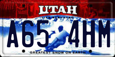 UT license plate A654HM